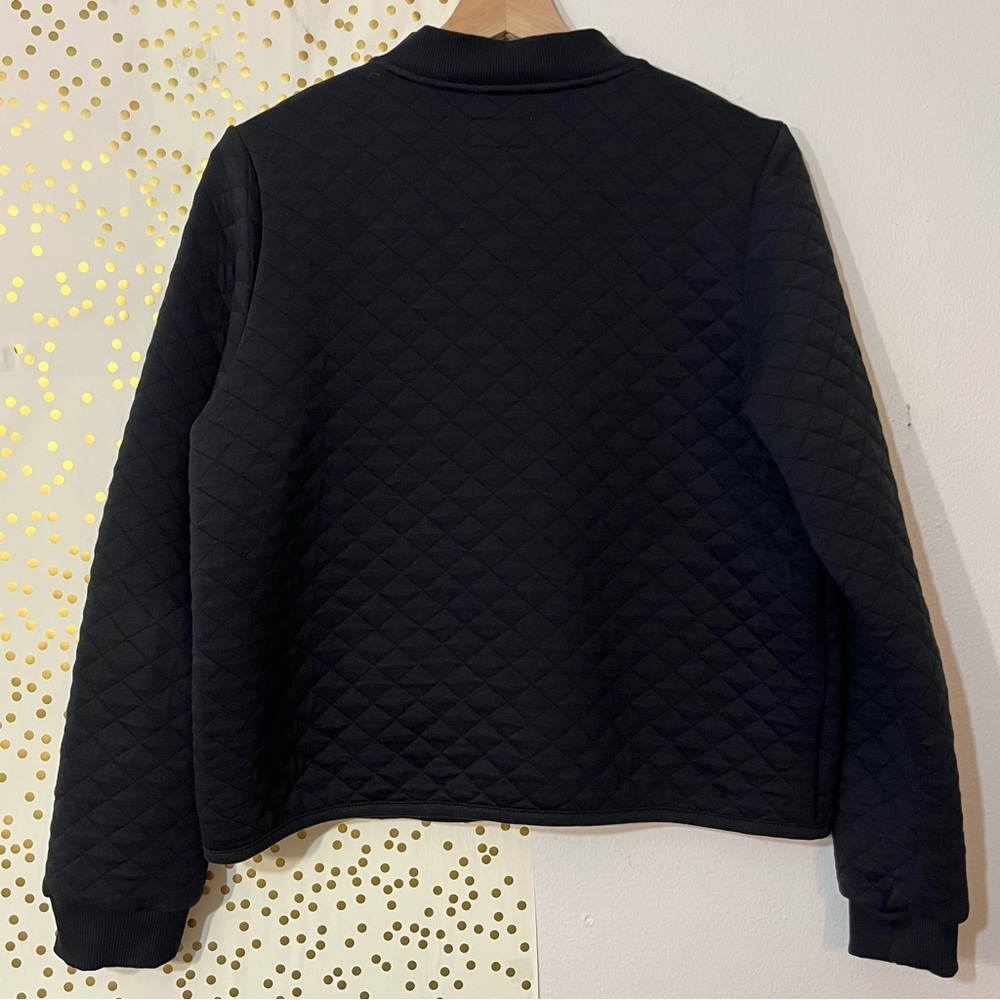 Marine Layer Corbet Black Cropped Quilted Bomber Jacket size Large - Picture 2 of 10